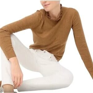 J. Crew Factory Brown Ruffle Neck Cotton Sweater Size XXL